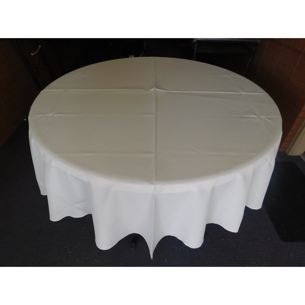 Lot of 5 96" Round Ivory Tablecloths